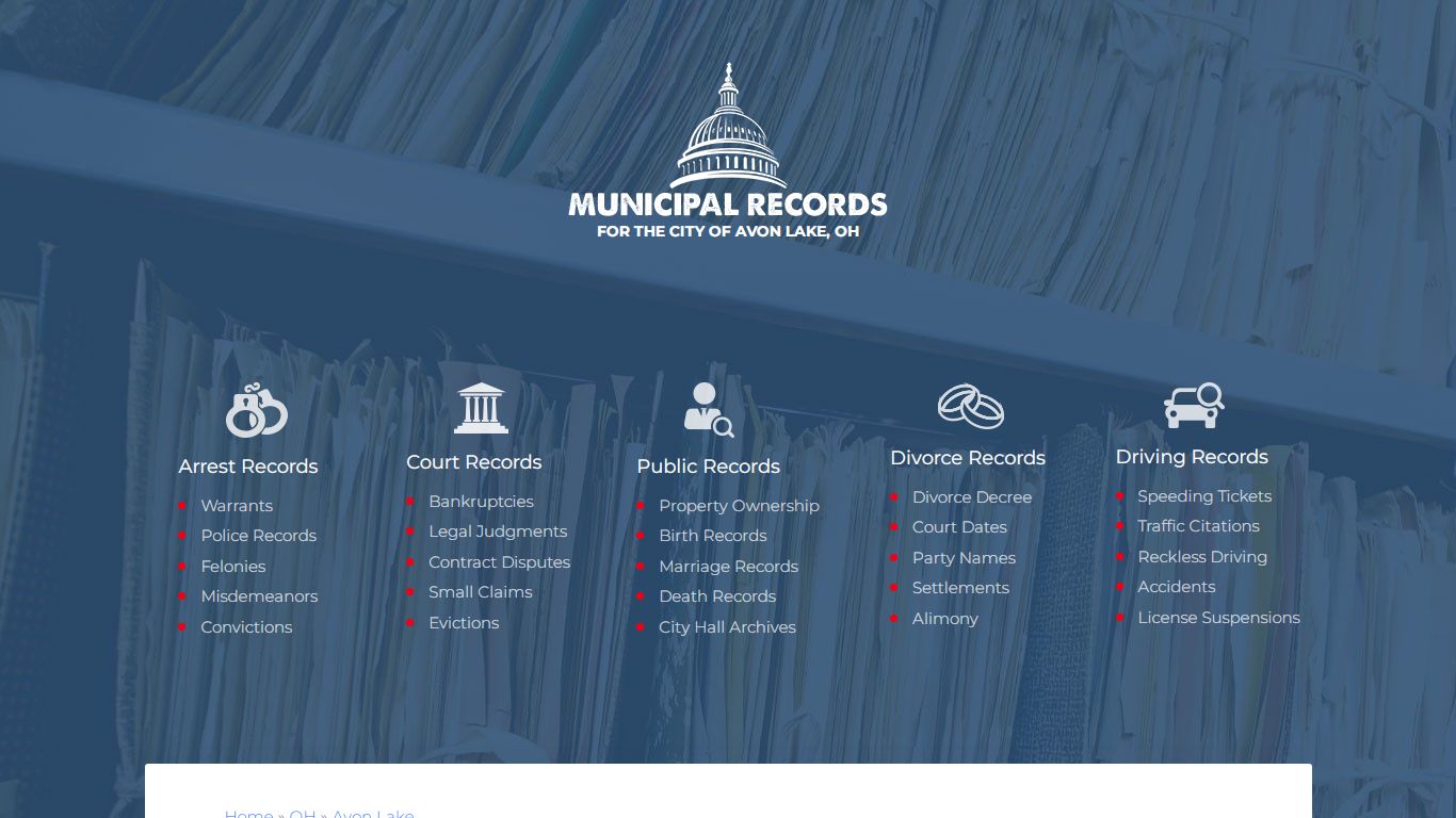 Municipal Records in Avon Lake oh